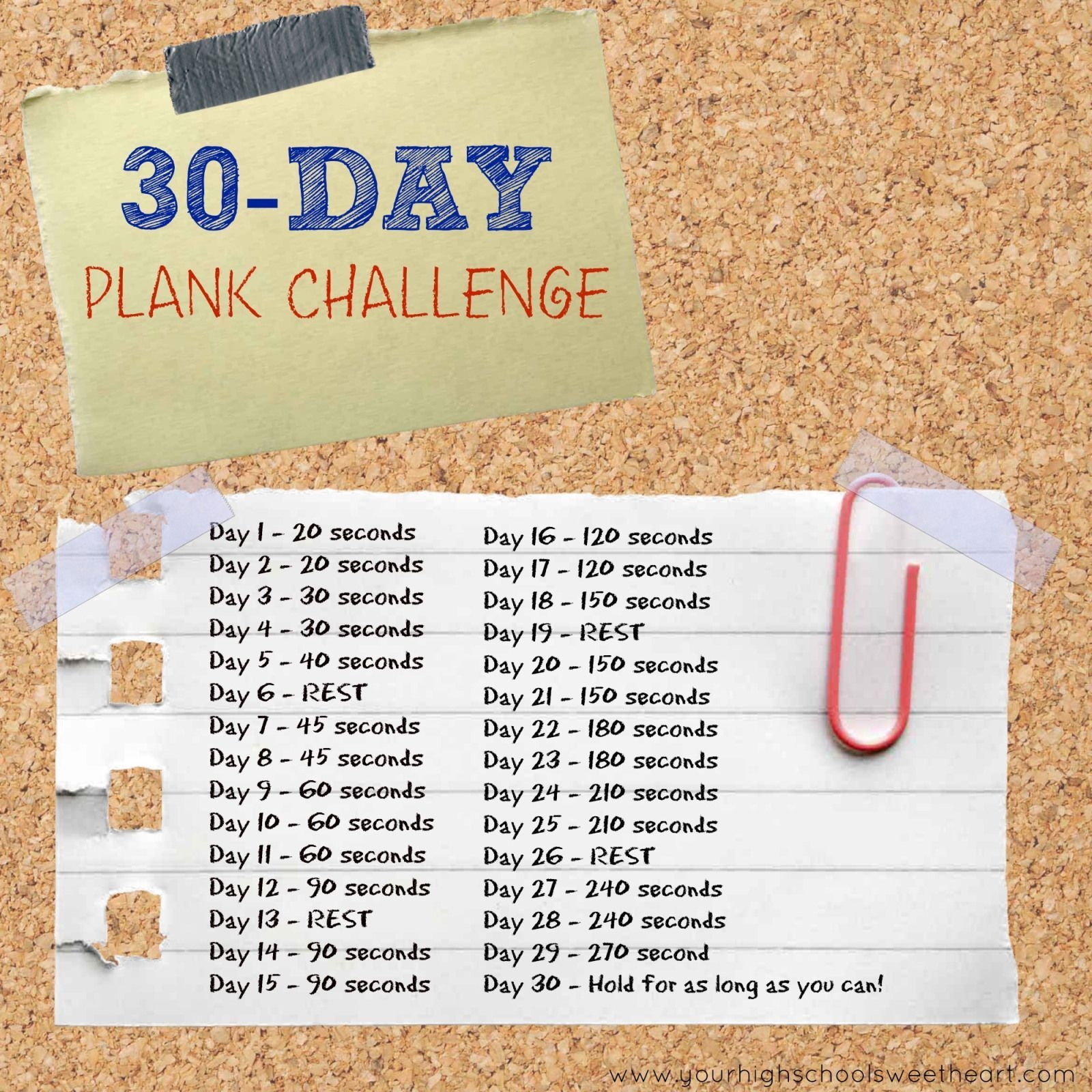 30-Day Plank Challenge  In 30 Words | 30 Day Plank