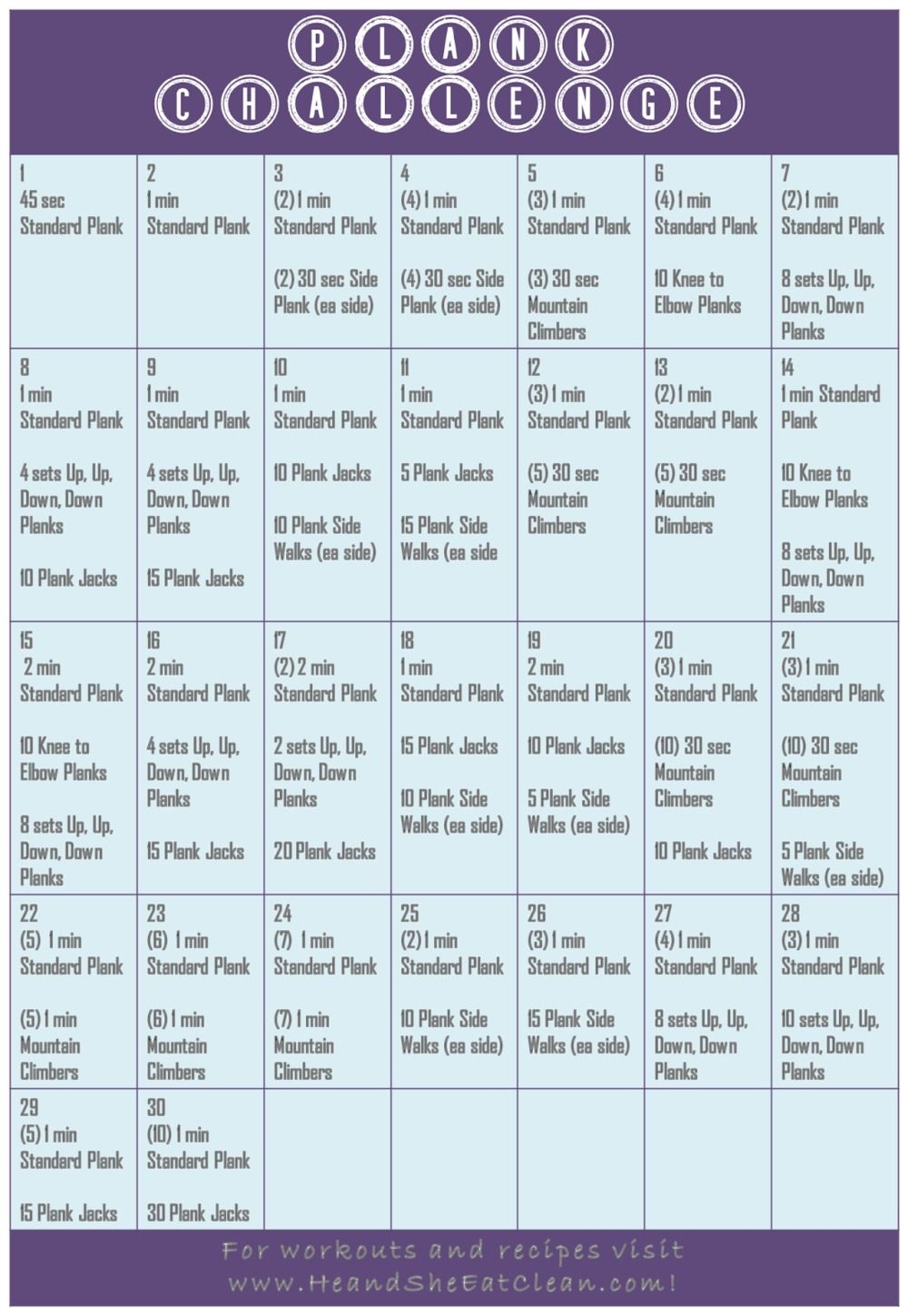 The 30 Day Plank Challenge Calendar - Get Your Calendar Printable