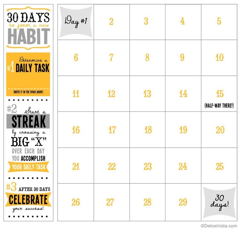 Free 30 Day Workout Calendar Template