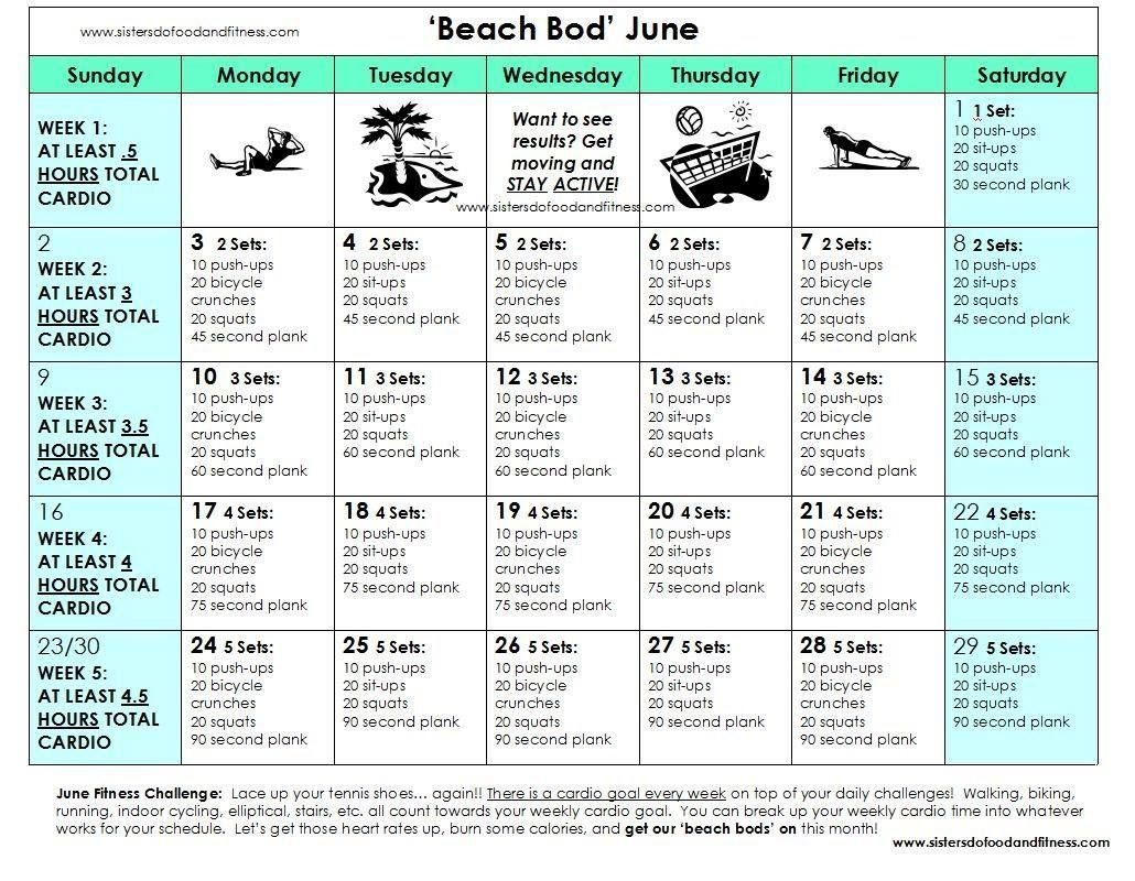 30 Day Printable Workout Schedule | 30 Day Fitness Calendar