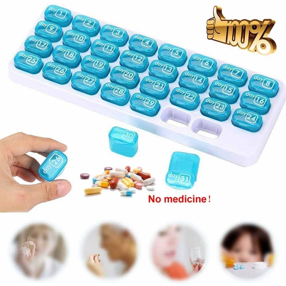 31 Days Month Weekly Medicine Storage Tablet Pill Sorter Pill Case  Organizer Box