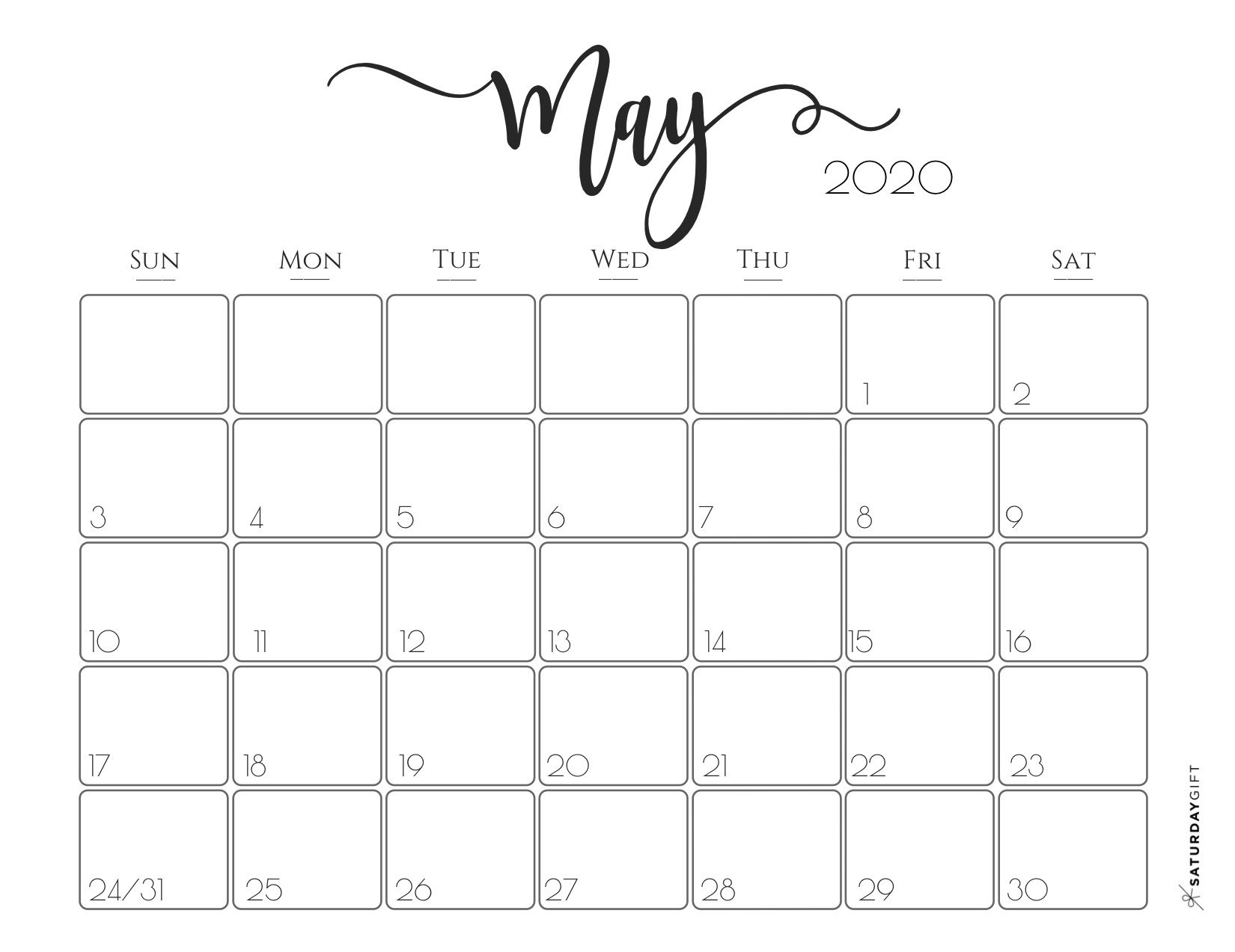 33 Printable Free May 2020 Calendars With Holidays - Onedesblog
