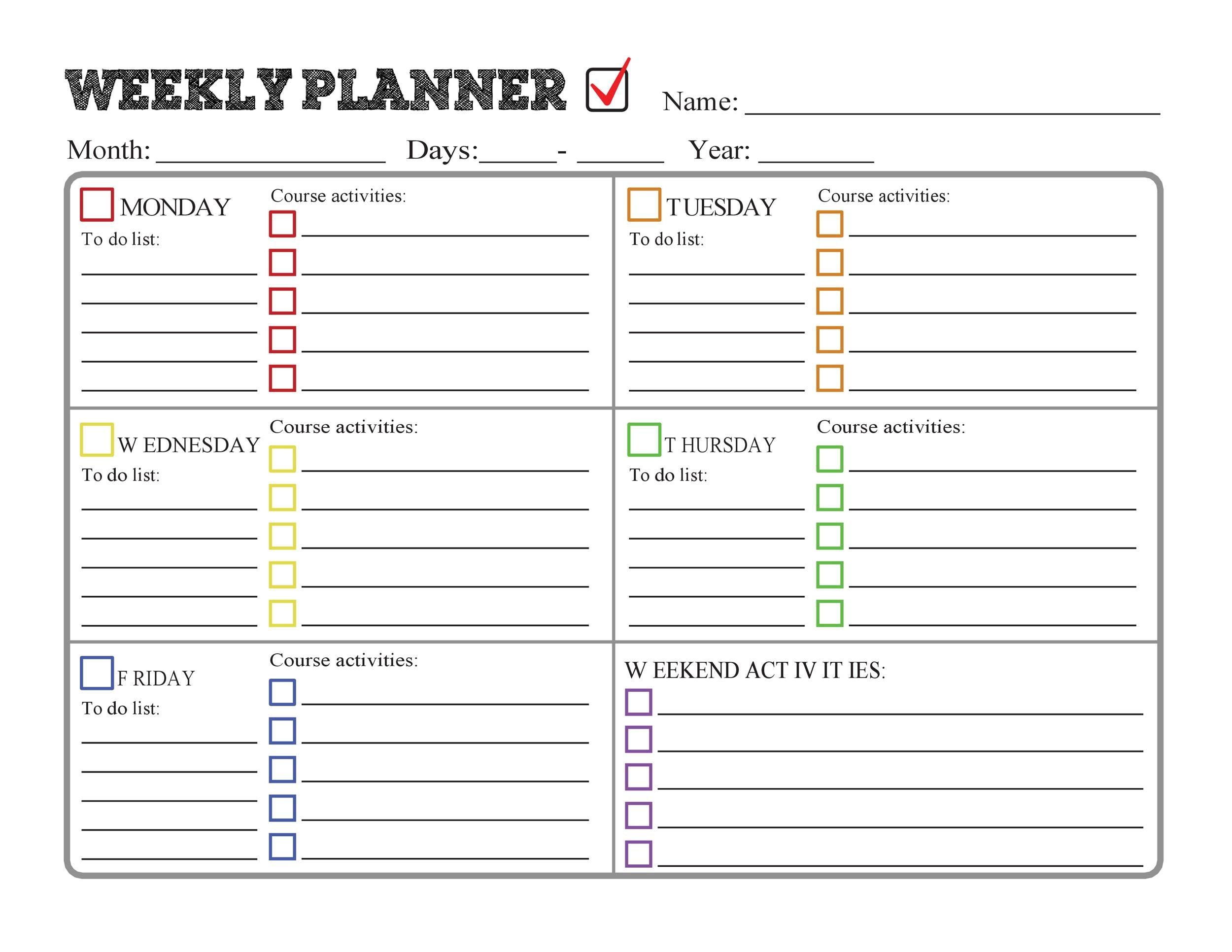 37 Printable Homework Planners (Only The Best) ᐅ Templatelab