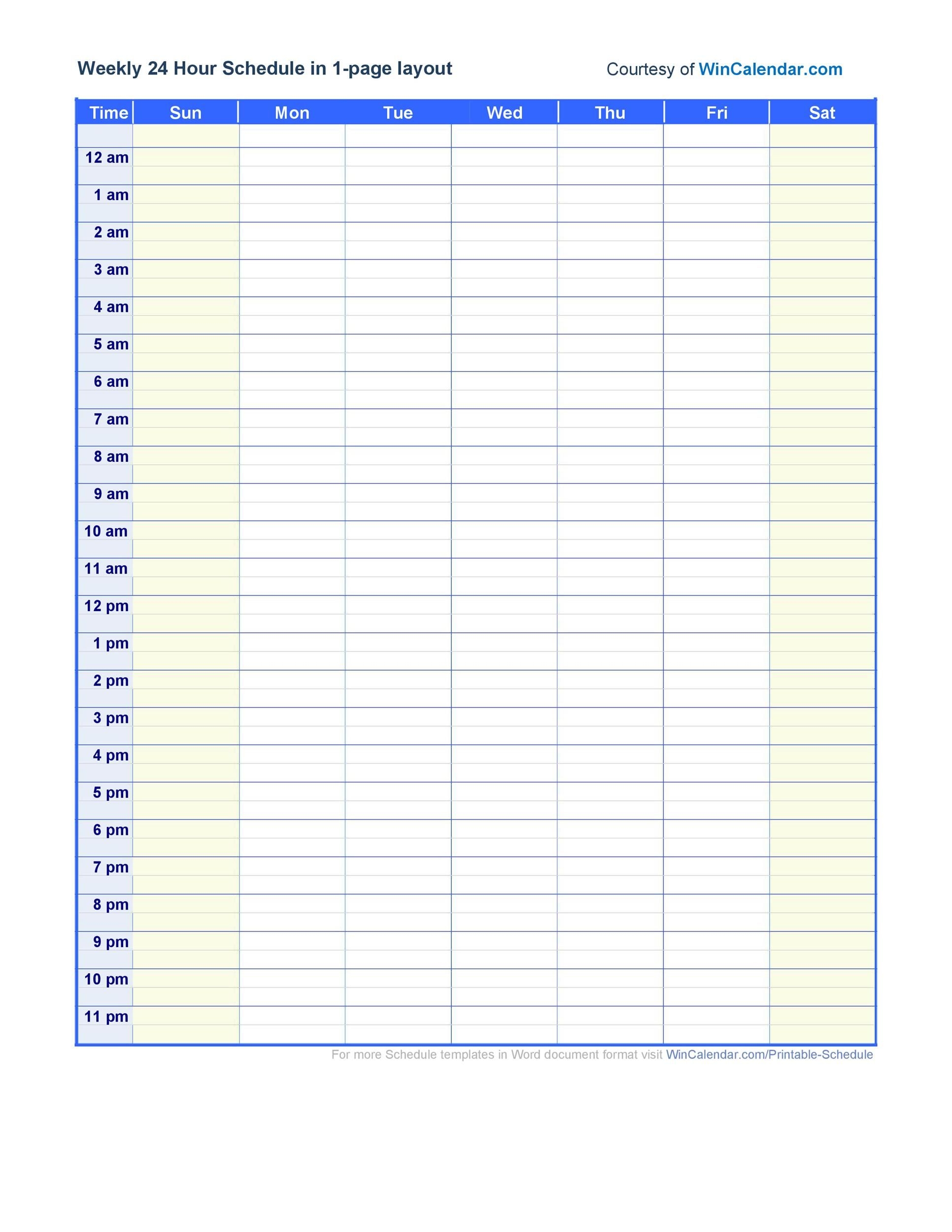 excel daily schedule template free download