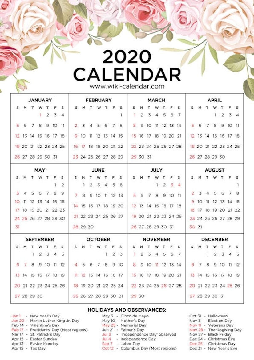 45 Best Printable Calendars 2020 (Both Free And Premium)