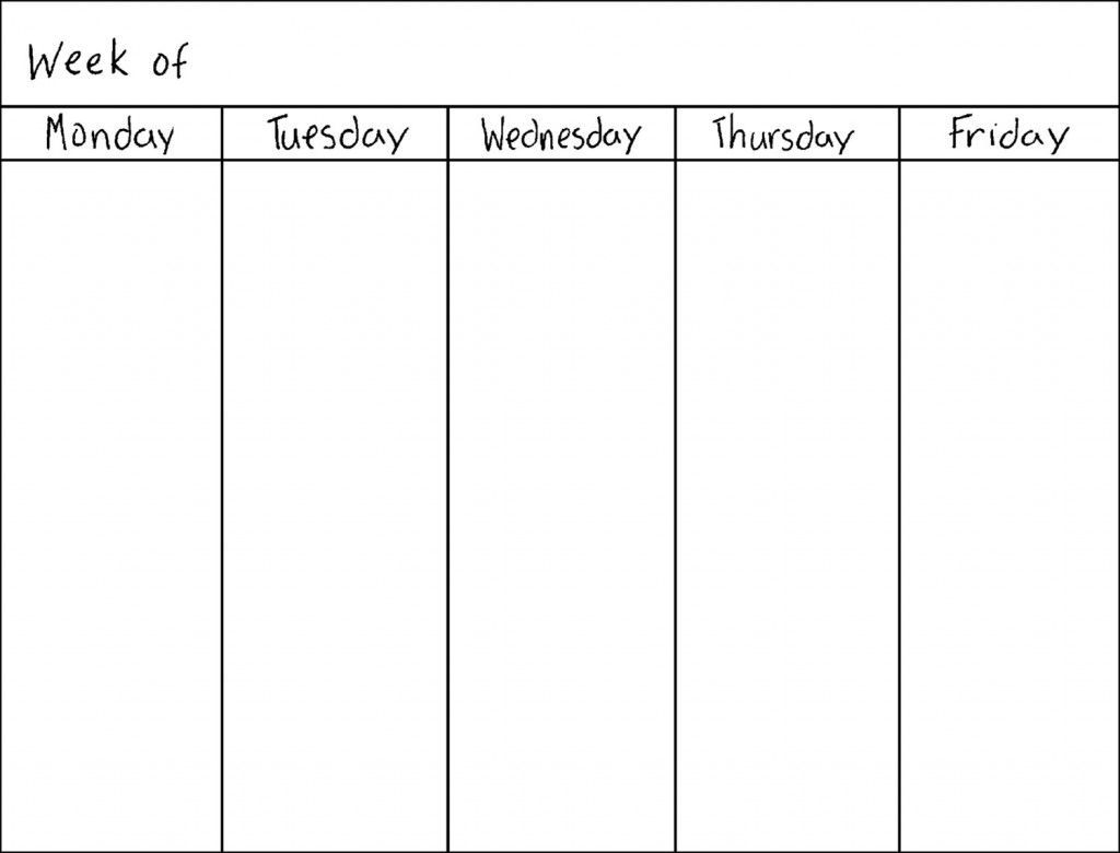 5 Day Printable Calendar - Bance