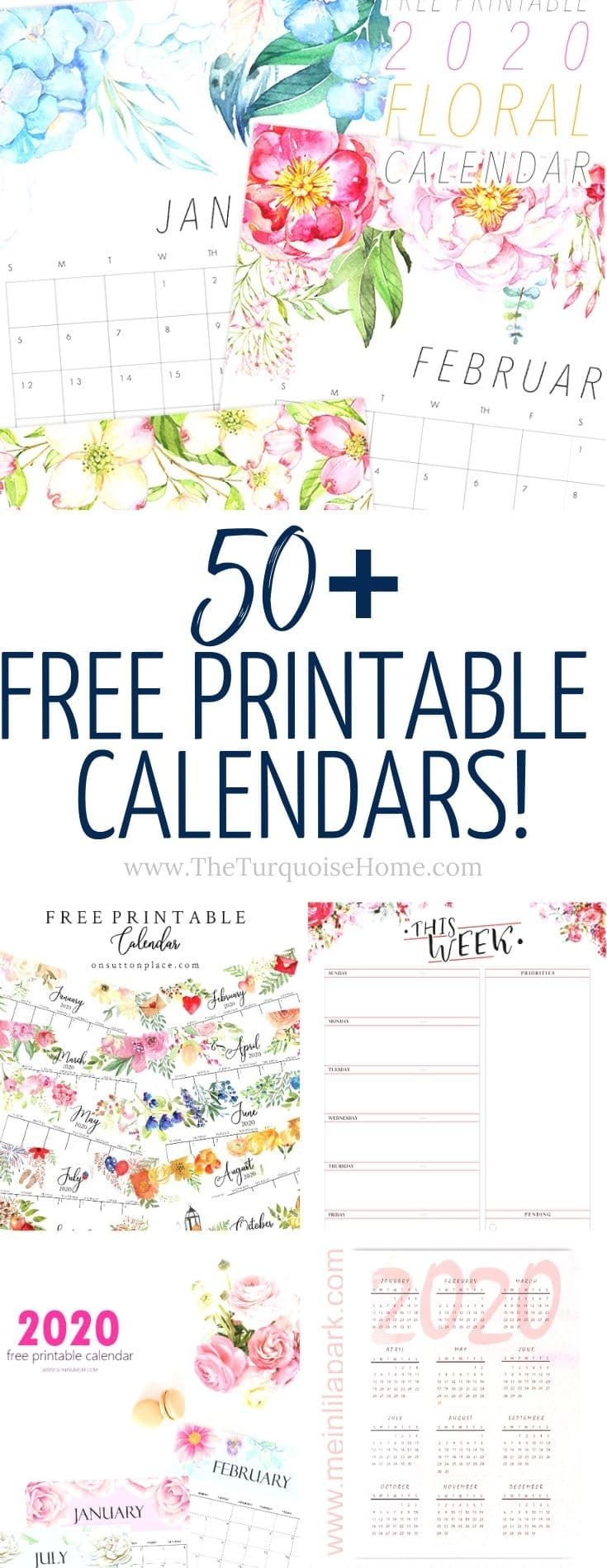50+ Free Printable Calendars For 2020 | The Turquoise Home