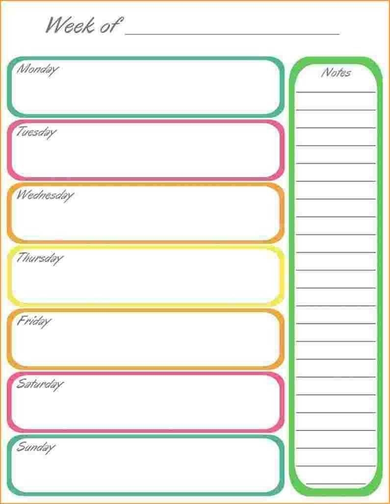 69 Format 7 Day Class Schedule Template Photo For 7 Day