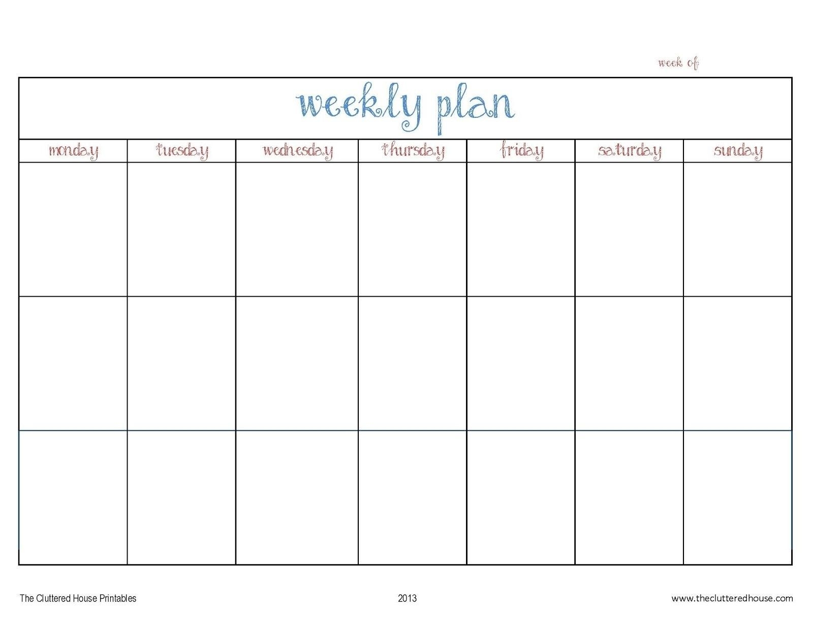 How to 7 Day Blank Calendar Printable