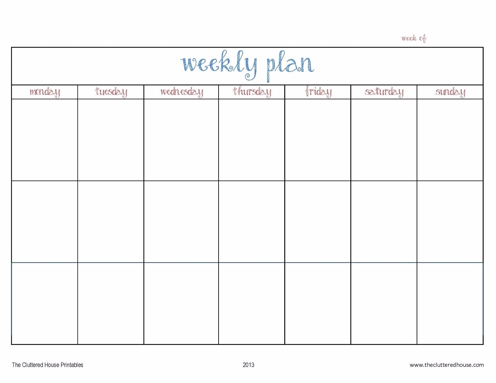 7 Day Weekly Planner Template Printable – Template Calendar