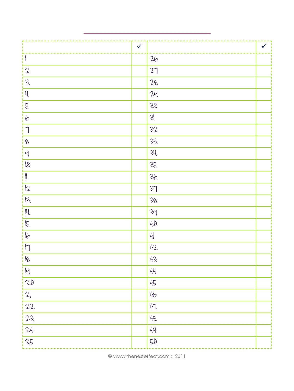 Effective Printable Blank Numbered List Up To 31