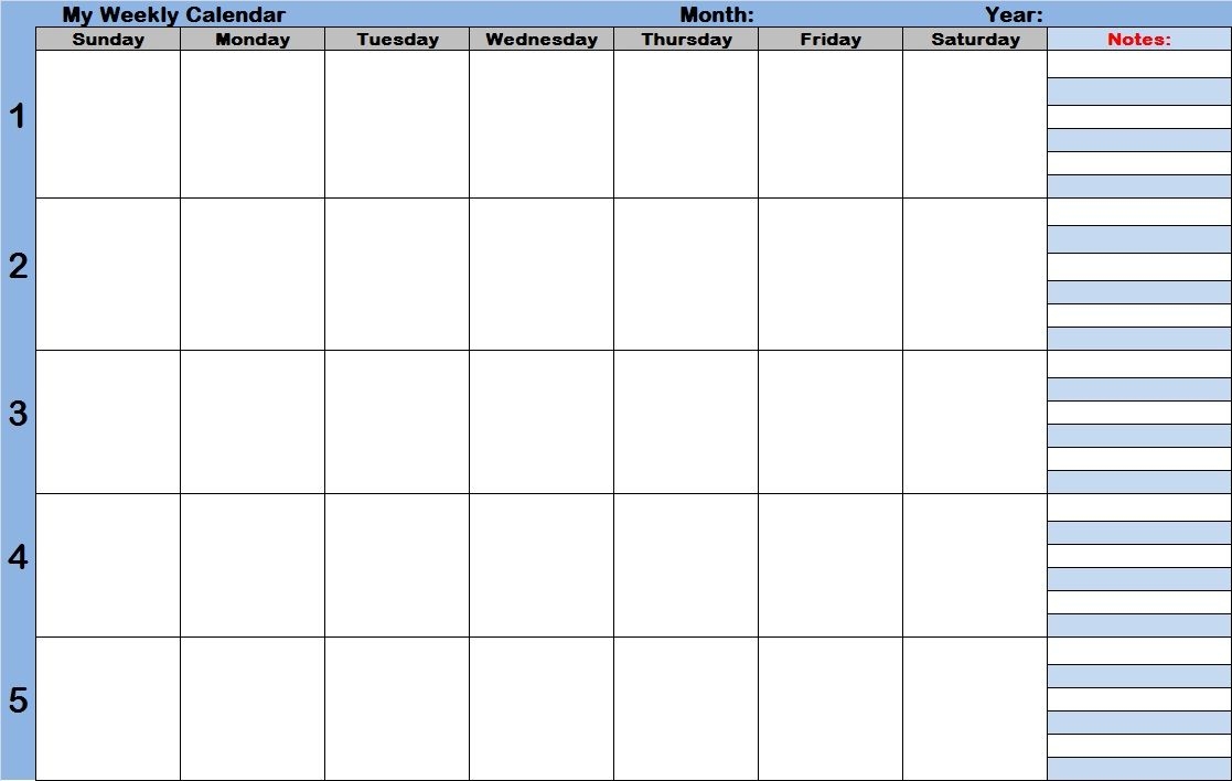 9 Best Images Of Printable Blank Weekly Time Slots