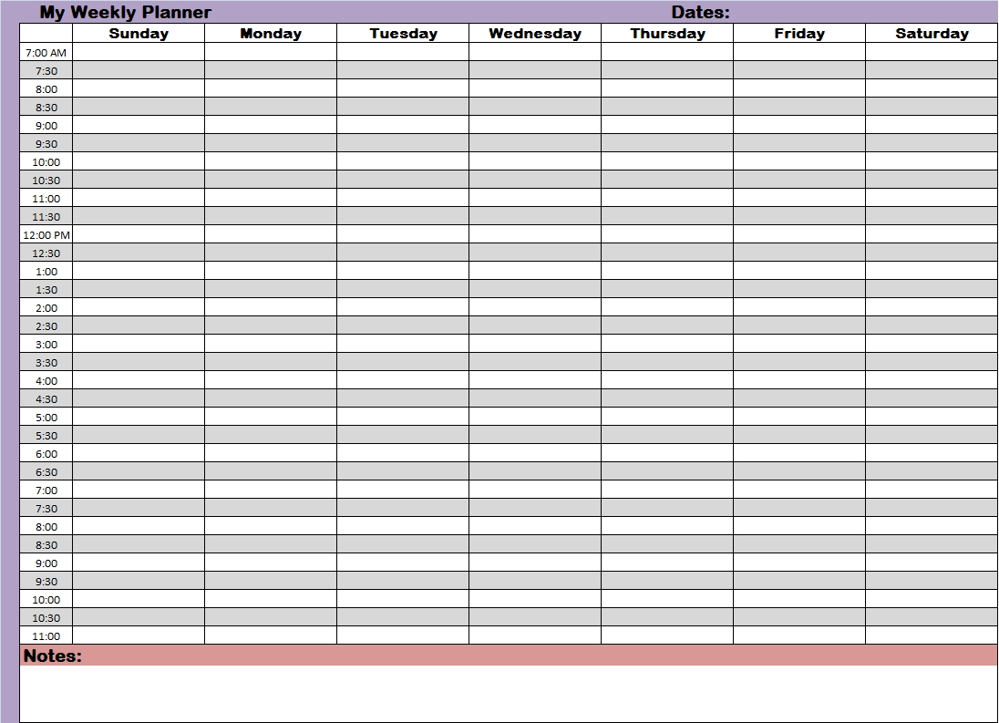 9 Best Images Of Printable Blank Weekly Time Slots