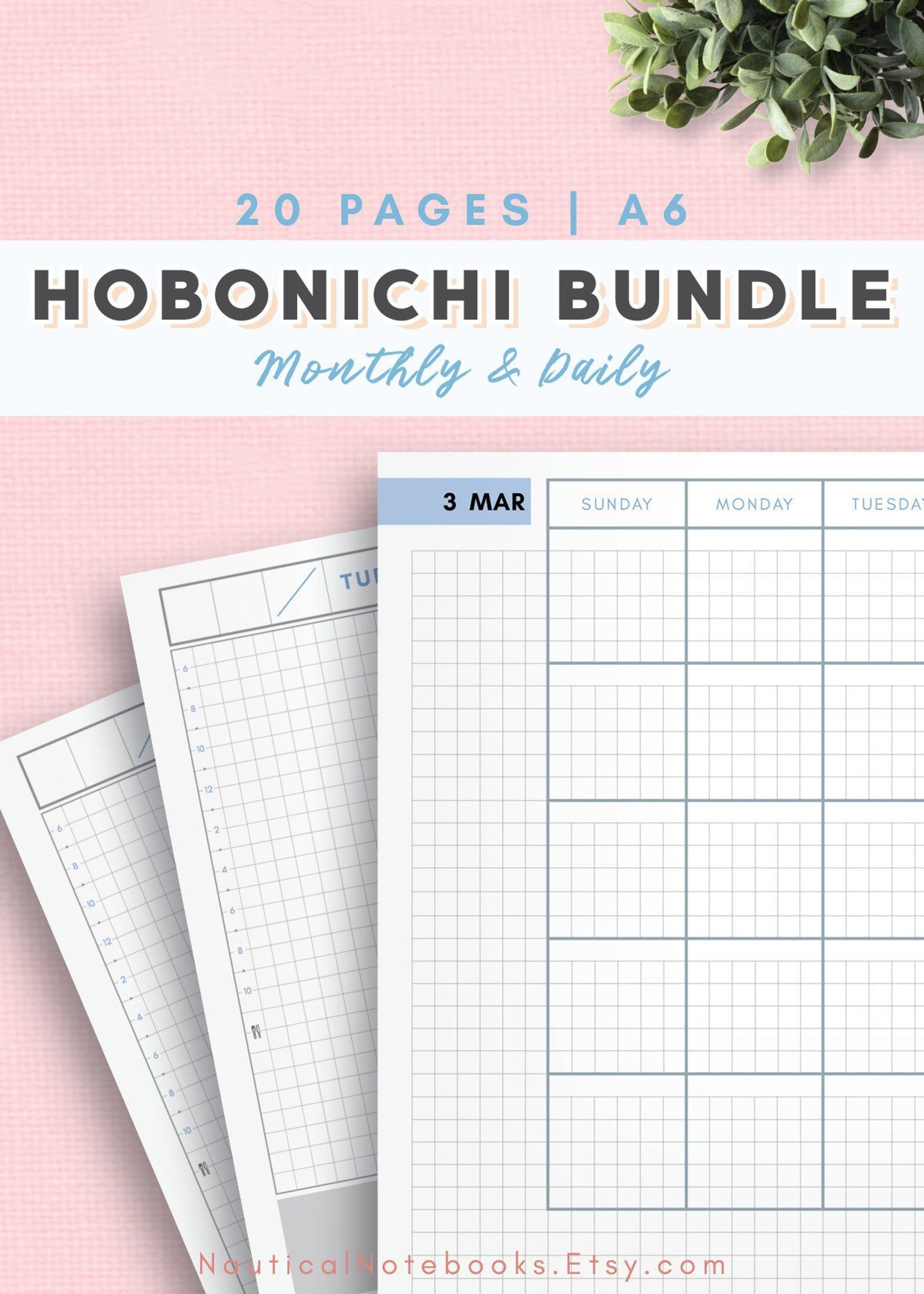 A6 Hobonichi Techo Style Planner - Monthly, Daily | Grid