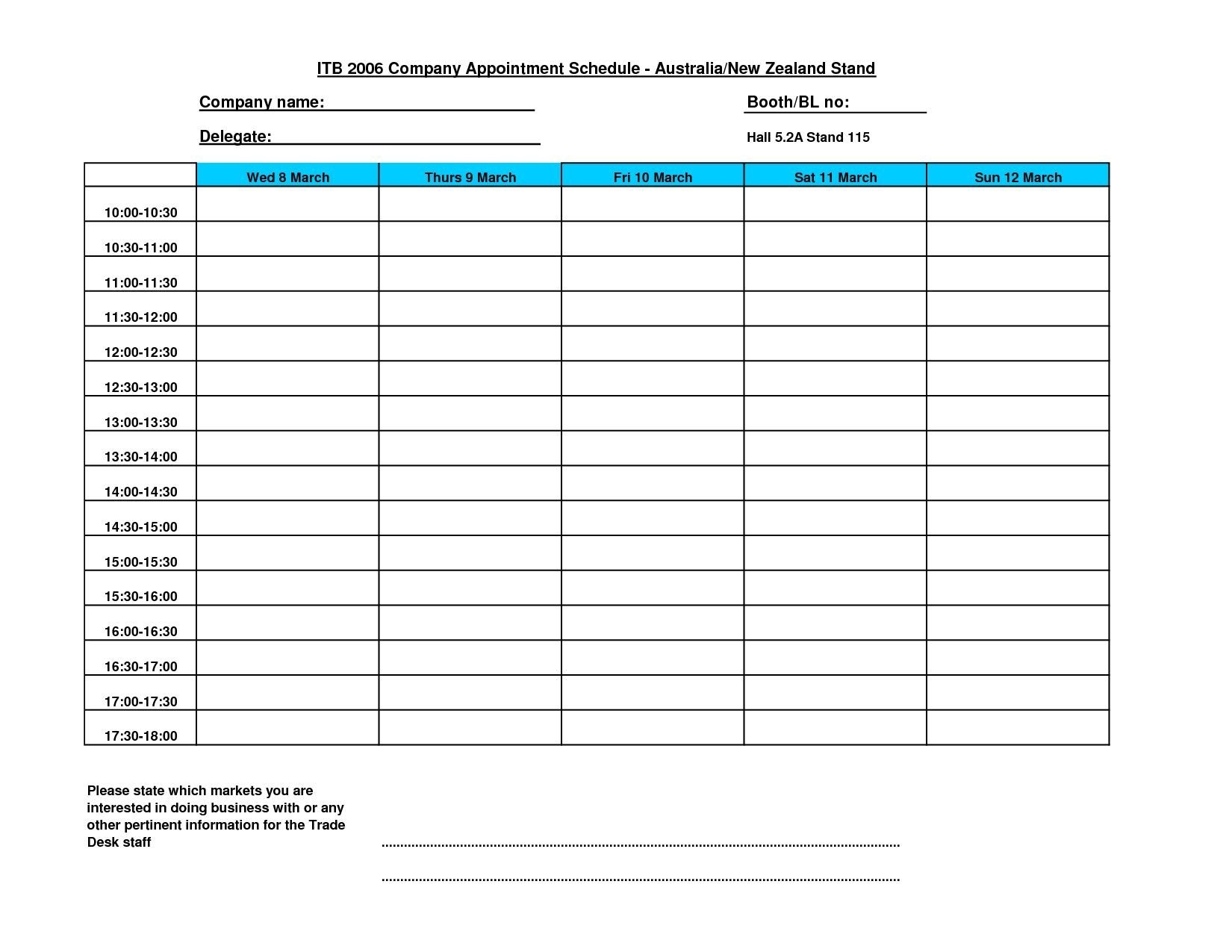 Create Your Clear Calendar Template With Slots For Time