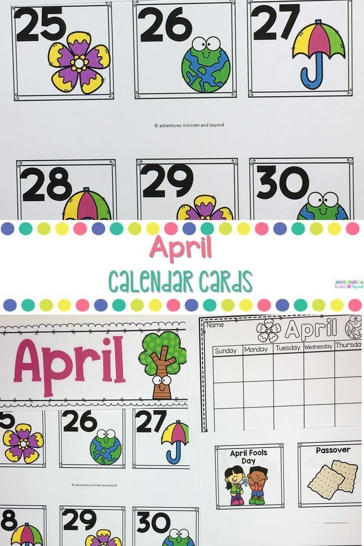 April Calendar Cards | Calendar Math, Classroom Calendar