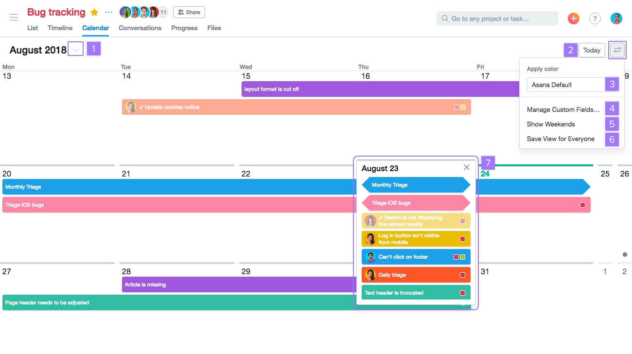 Asana Calendar View Options | Product Guide · Asana