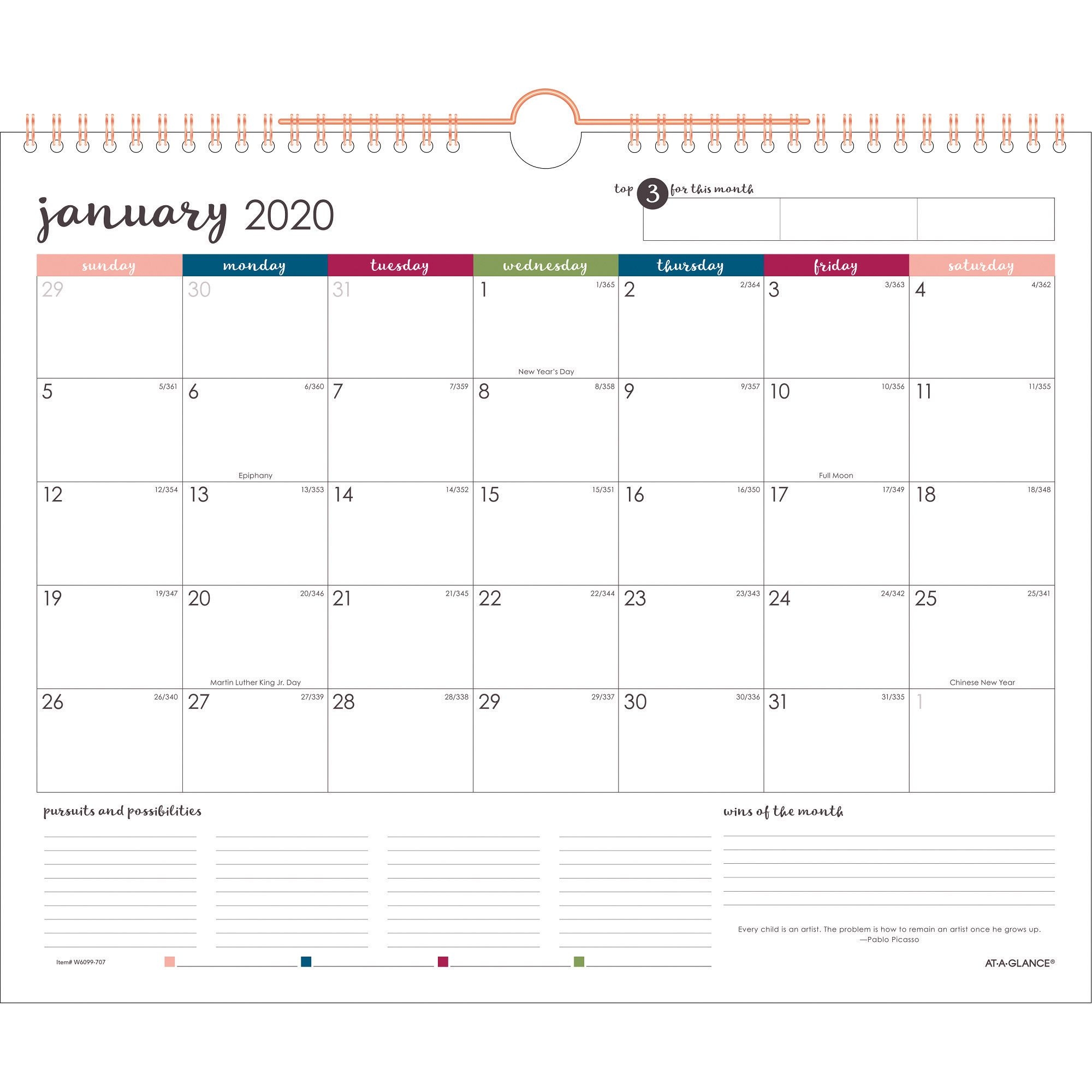 At-A-Glance Harmony Wall Calendar - Yes - Monthly - 1 Year