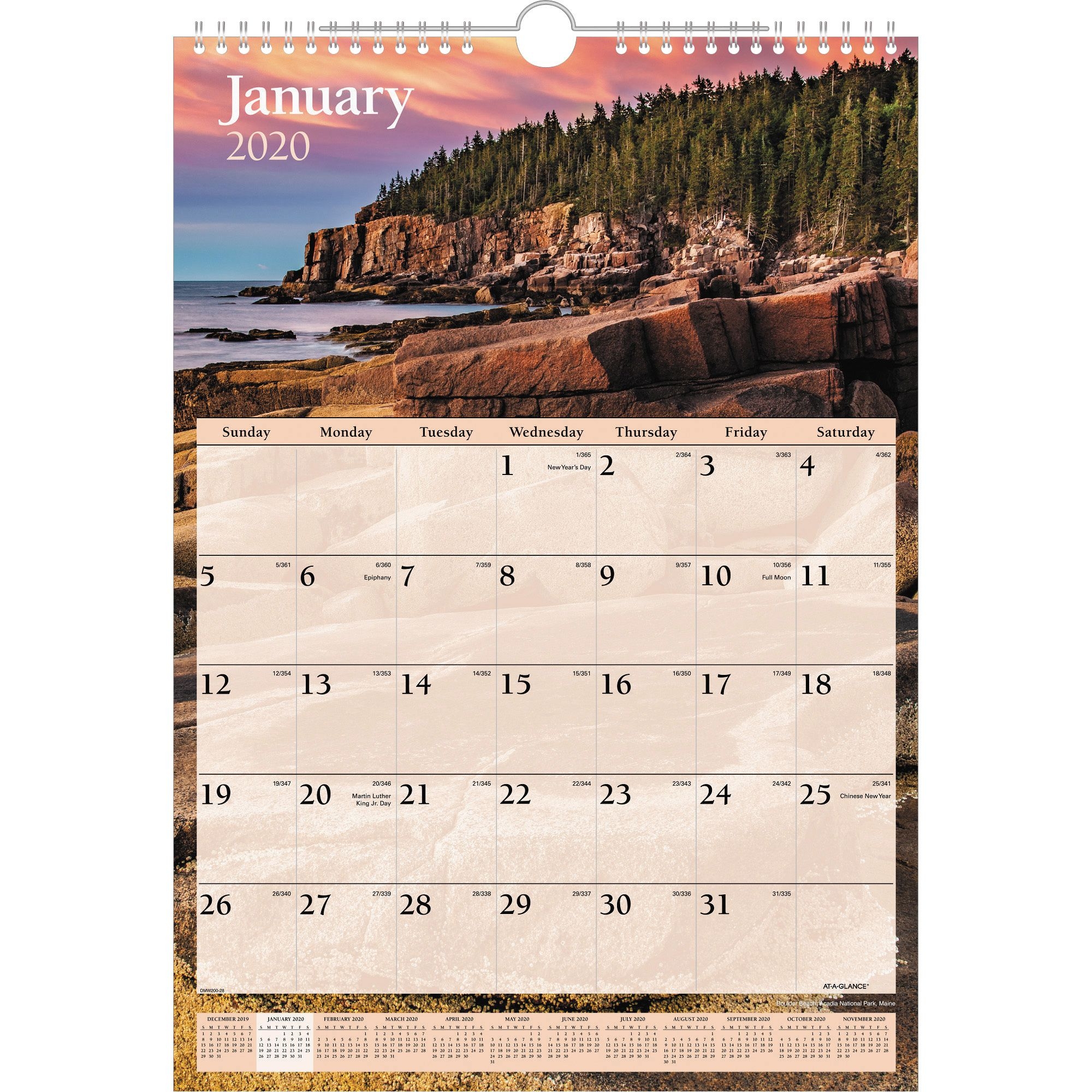 At-A-Glance Scenic Monthly Wall Calendar - Monthly - 1 Year - January 2020  Till December 2020 - 1 Month Single Page Layout - 12&quot; X 17&quot; Sheet Size -