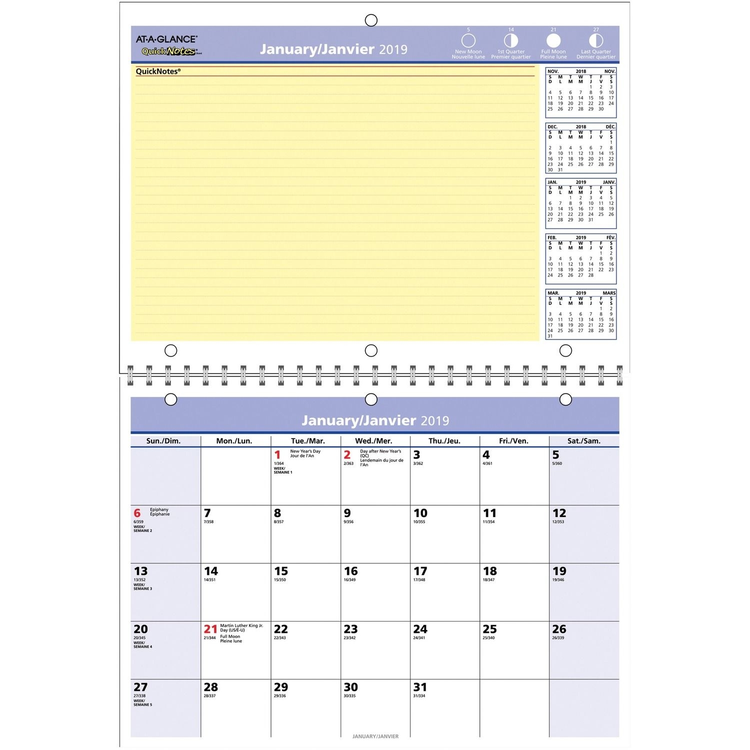 At-A-Glance Wall Calendars - Monthly - 1 Year - January 2020 Till December  2020 - 8&quot; X 11&quot; Sheet Size - 1.25&quot; (31.75 Mm) X 1.25&quot; (31.75 Mm) Block -