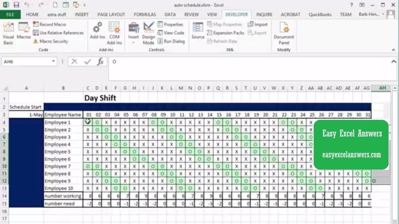 Automatically Create Shift Schedule In Excel