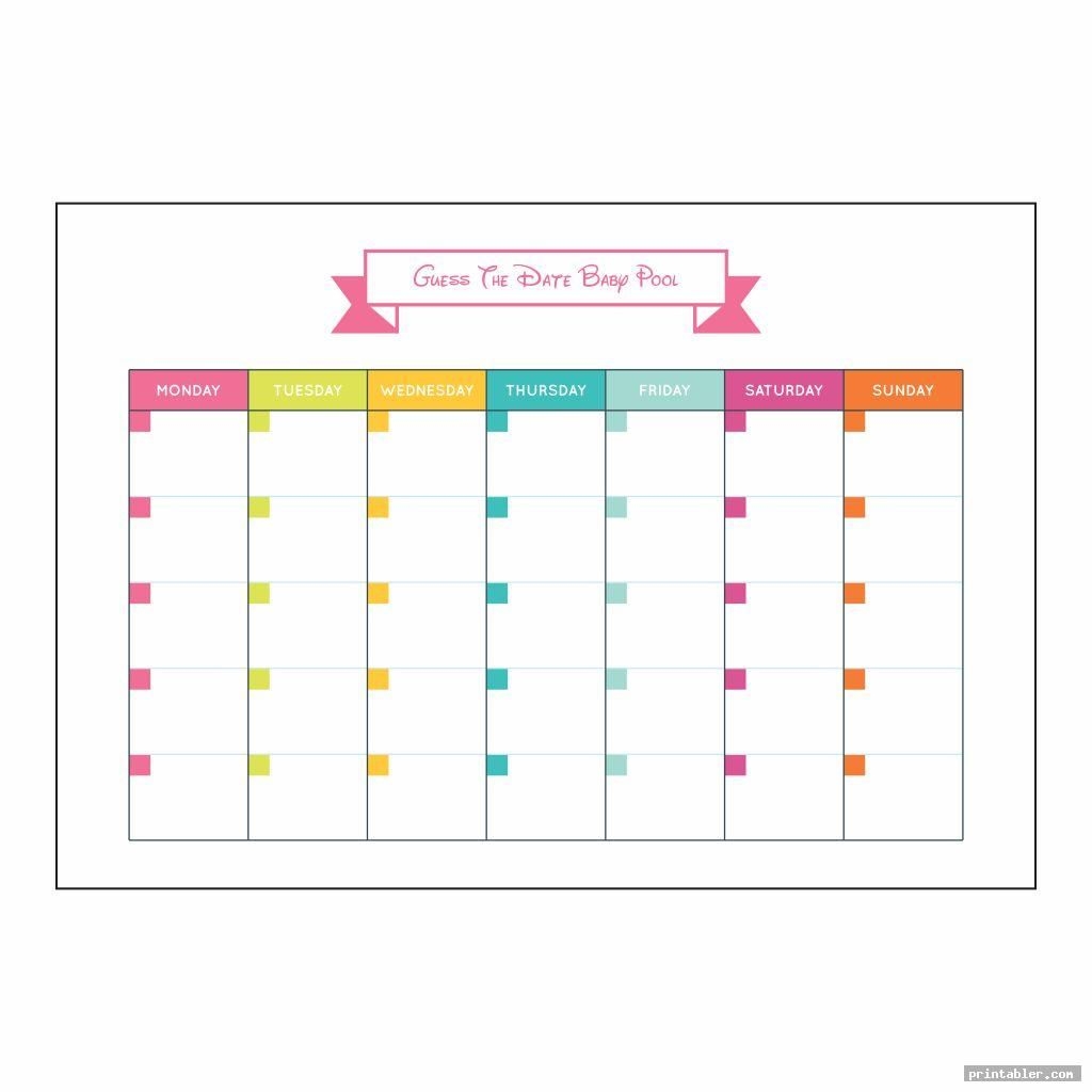 Baby Due Date Pool Template Printable - Printabler