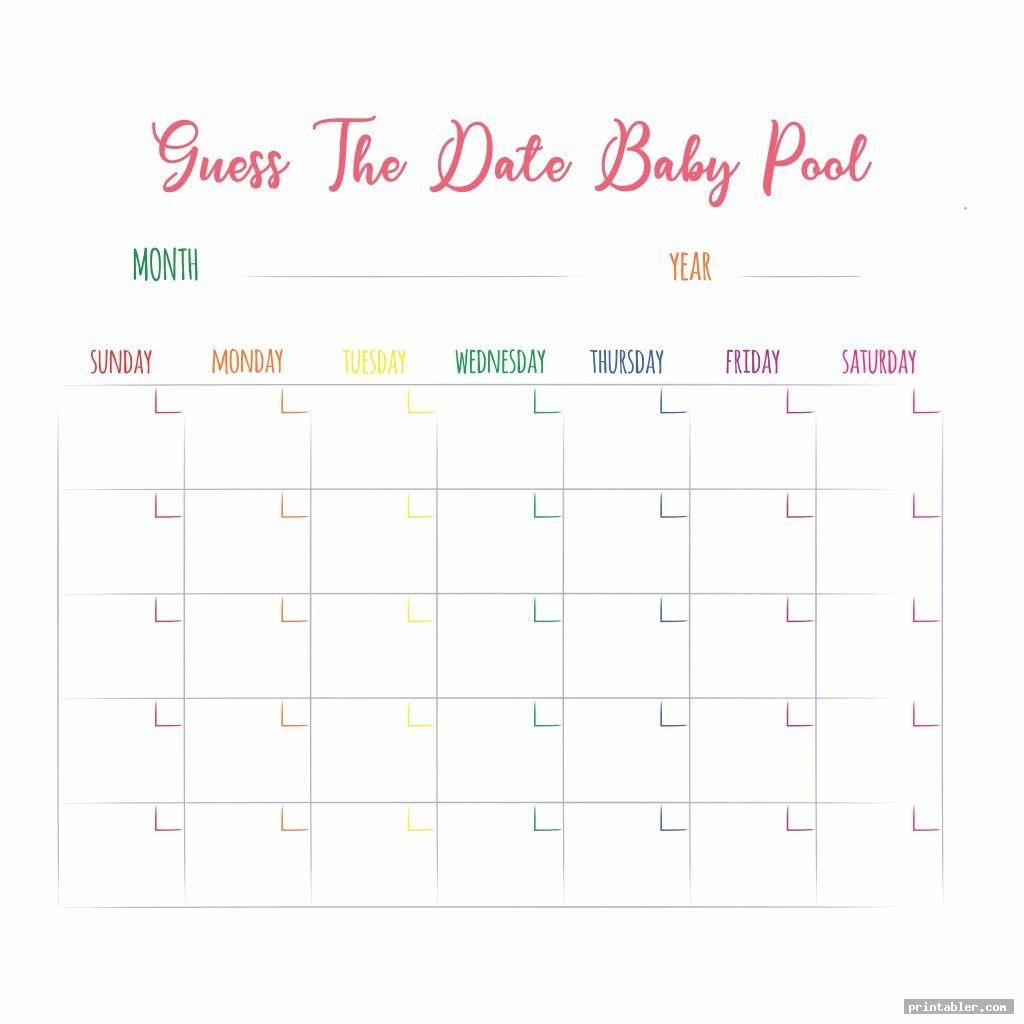 Baby Due Date Pool Template Printable - Printabler