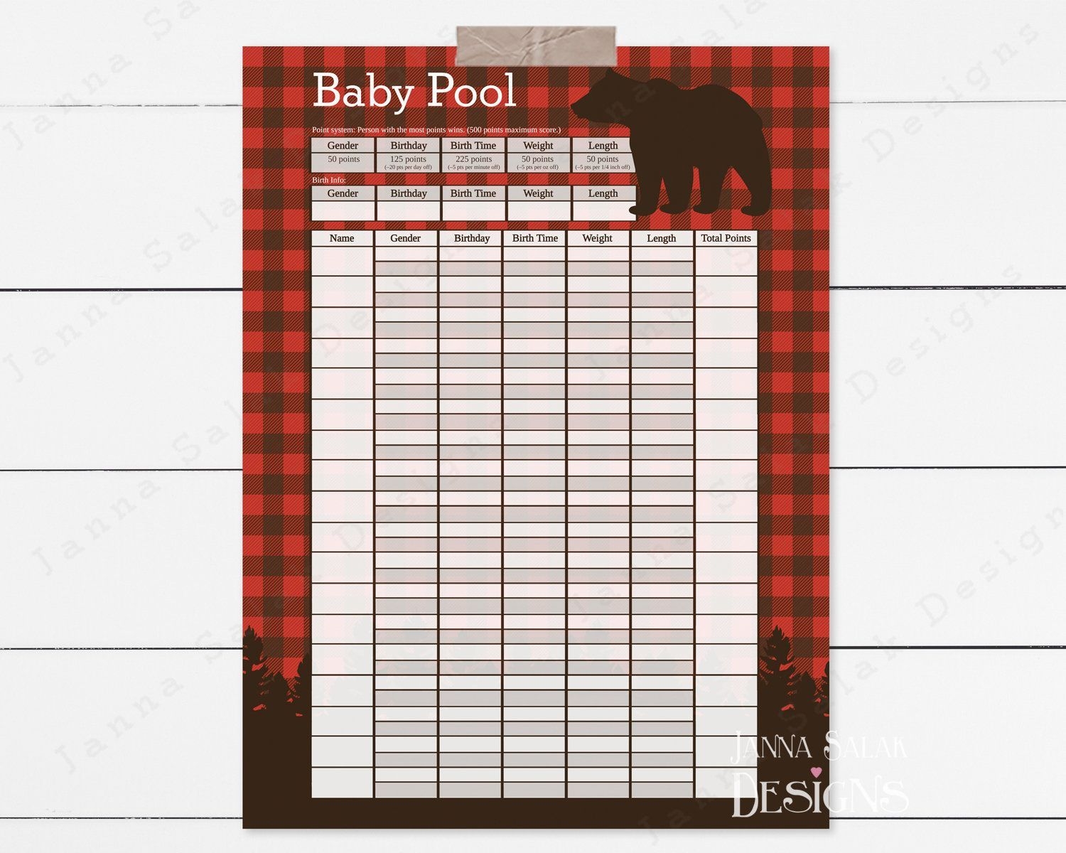 Free Baby Betting Pool Template Printable Get Your Calendar Printable