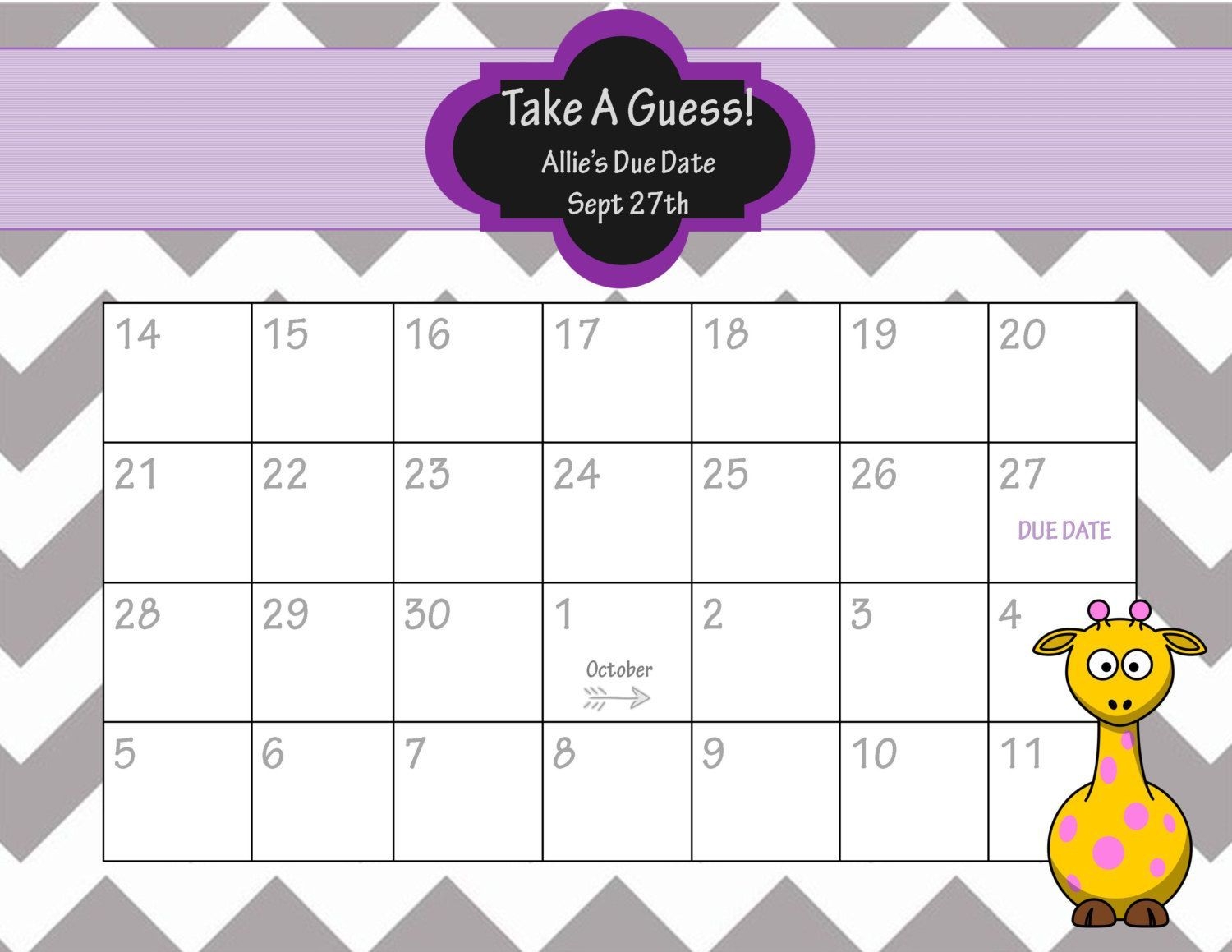 Perfect Baby Due Date Pool Template