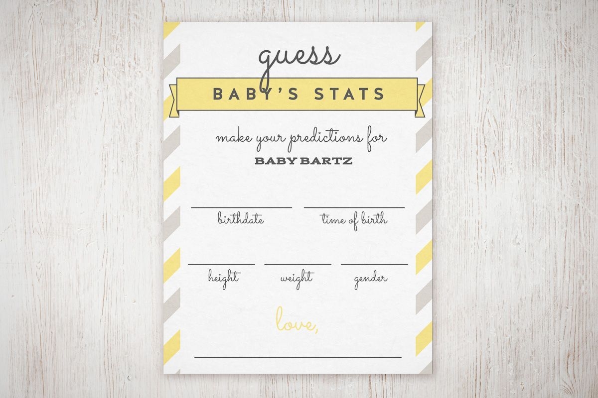 Baby Shower &quot;guess The Stats&quot; Free Printable (With Images