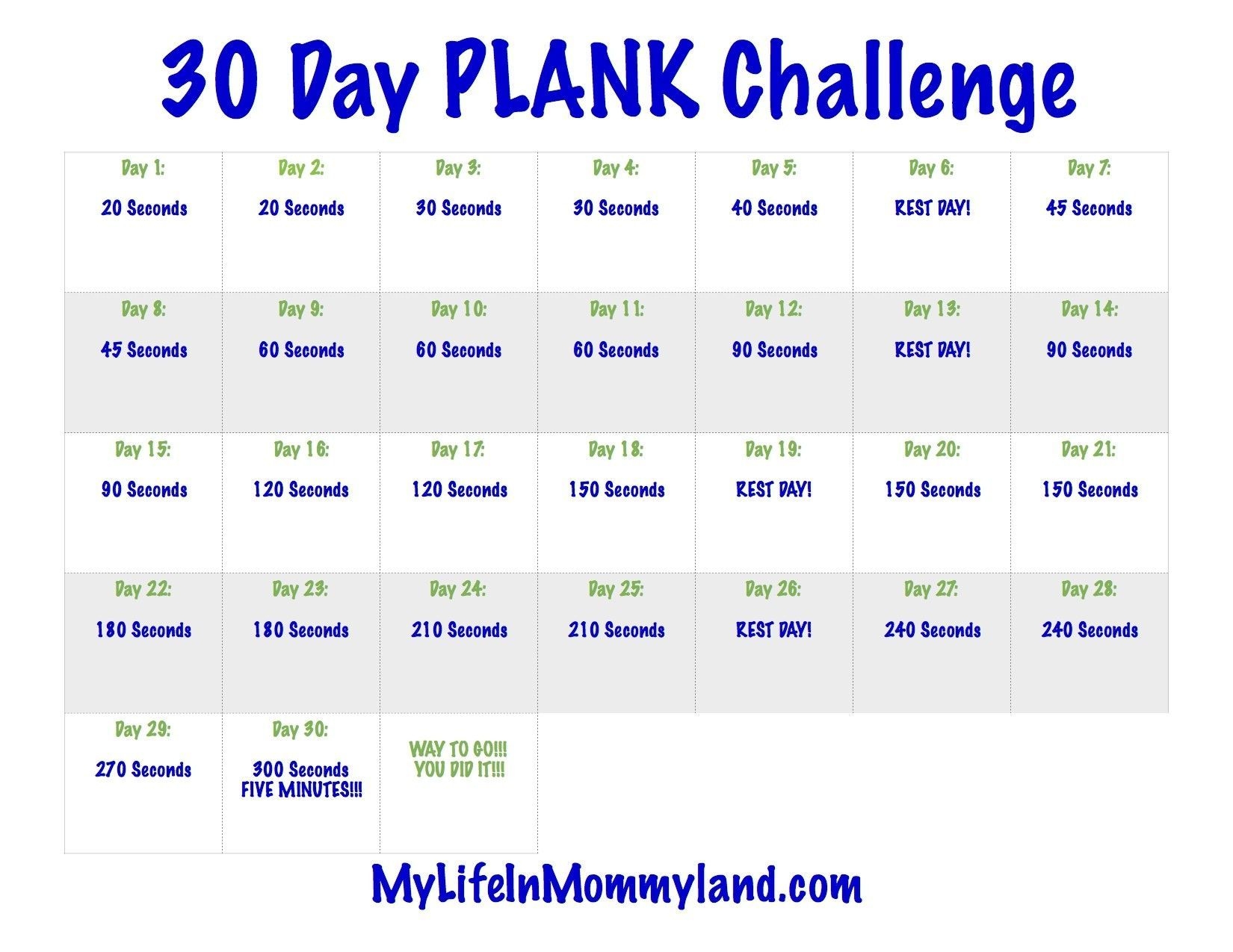 the 30 day plank challenge calendar get your calendar