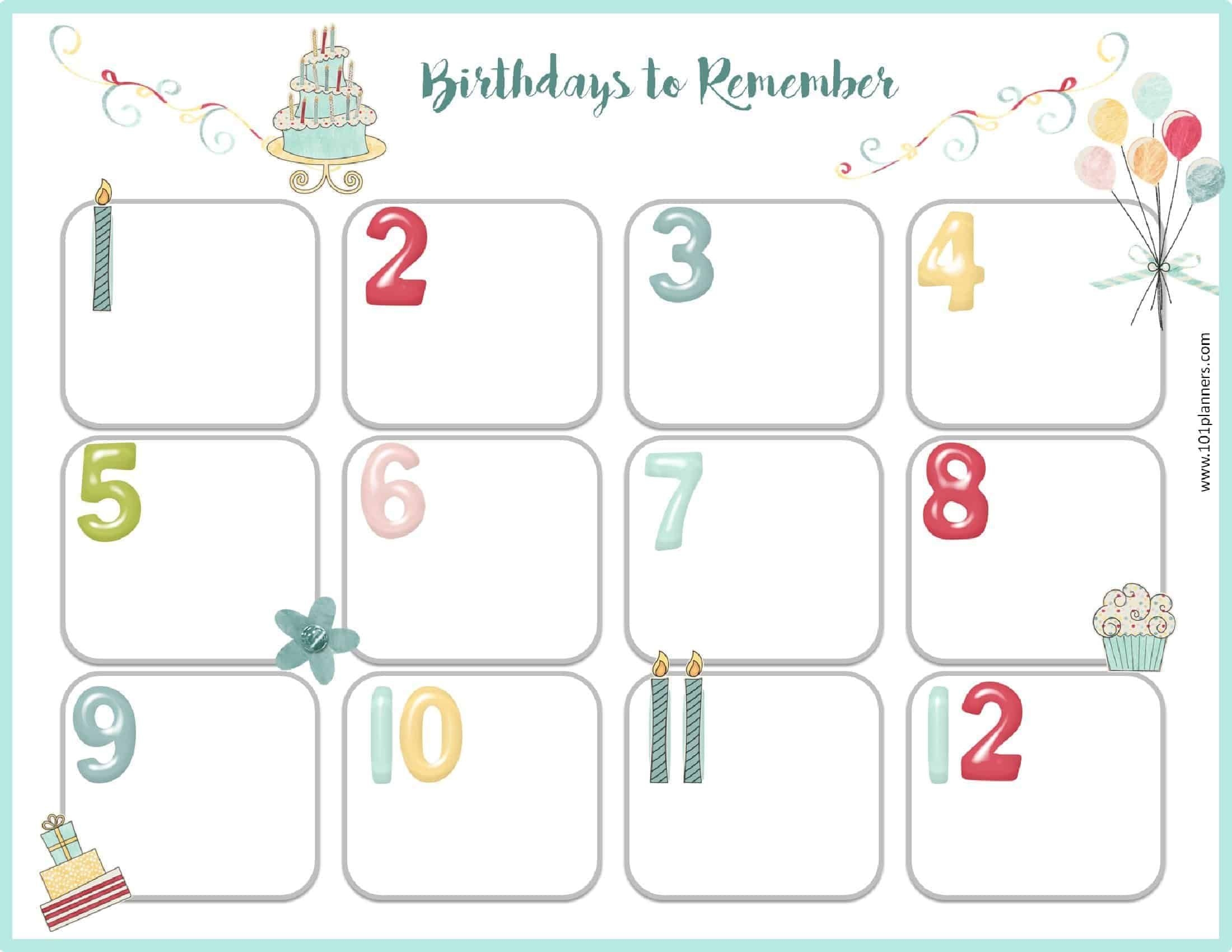 Free Office Birthday Calendar Templates Fillable Get Your Calendar Printable