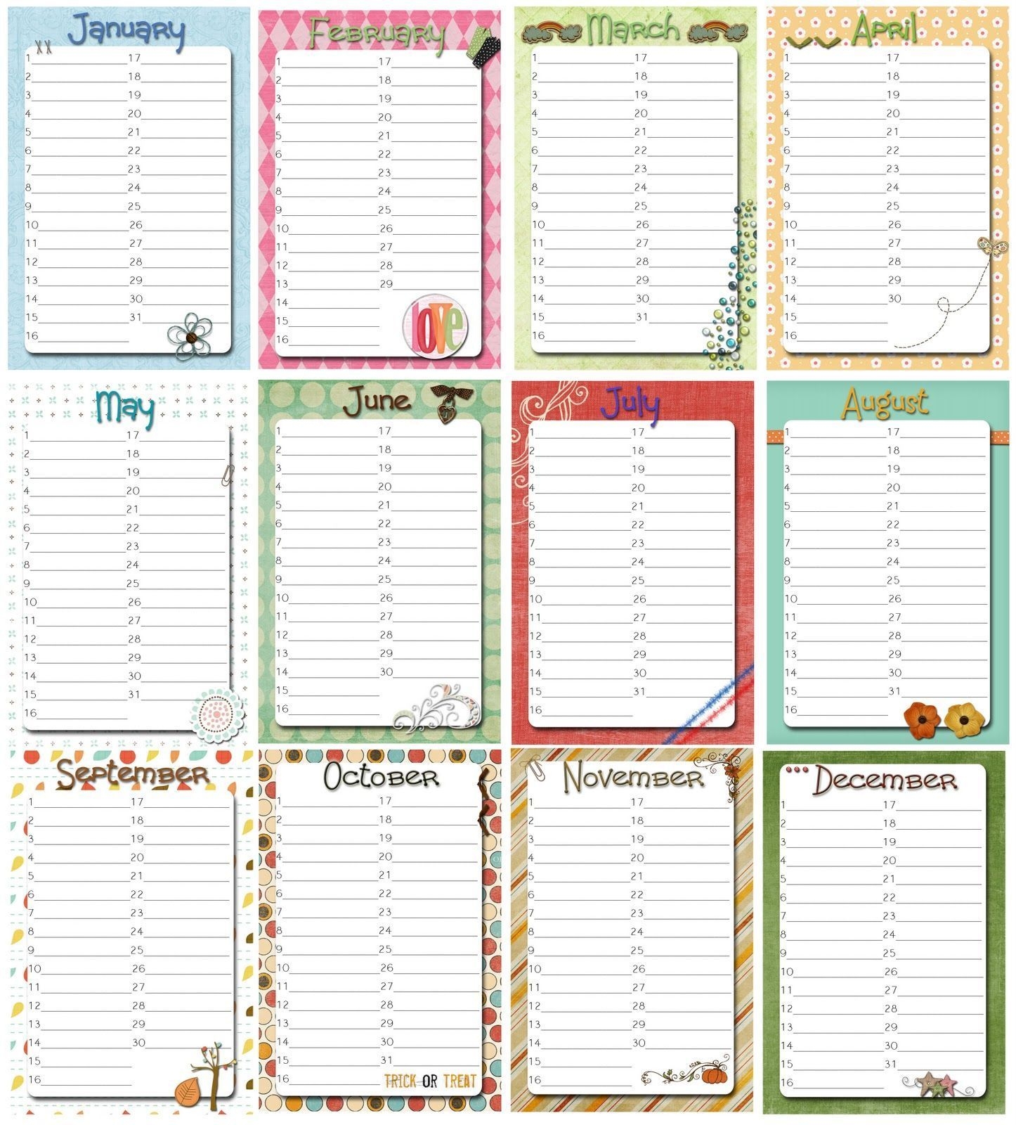 Free Printable Perpetual Calendar Template