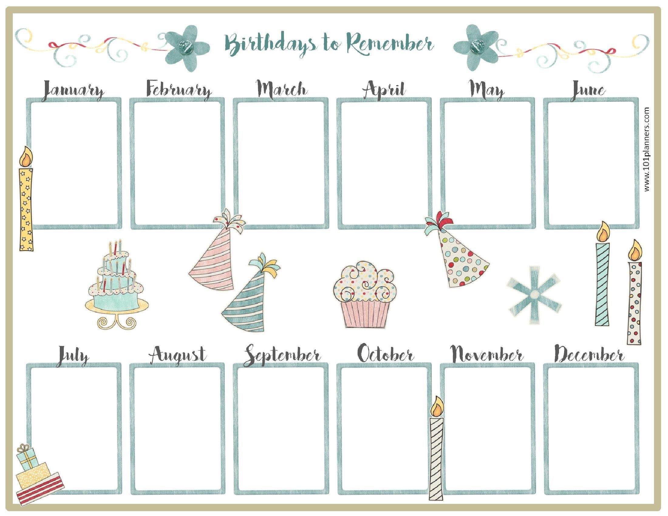 Birthday Calendar Template (With Images) | Family Birthday