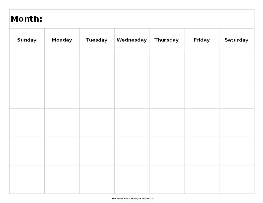 Blank 4 Week Calendar Printable - Calendar Inspiration Design