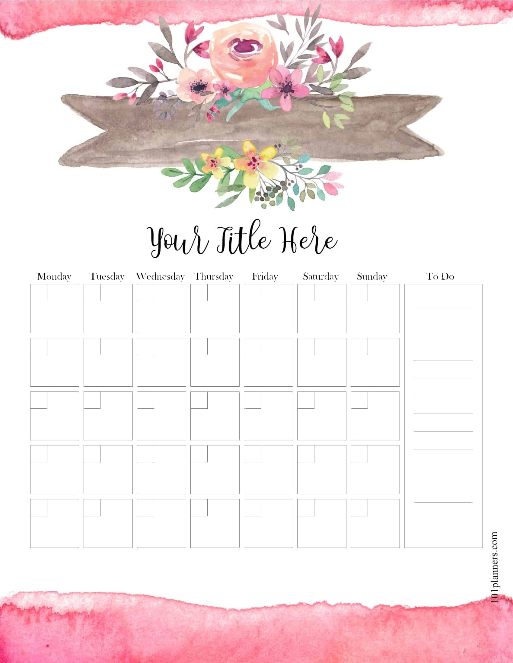 Create Your Free Fillable Monday Through Friday Calendar Get Your 