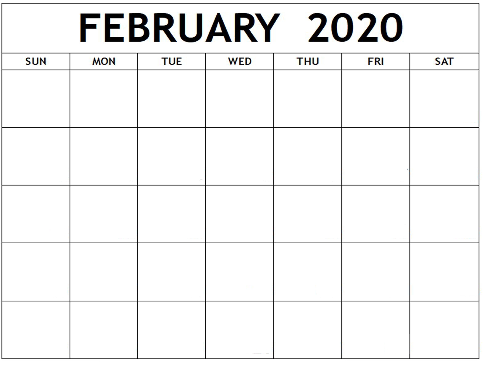 Blank February 2020 Calendar – Manage Work Activities | 12