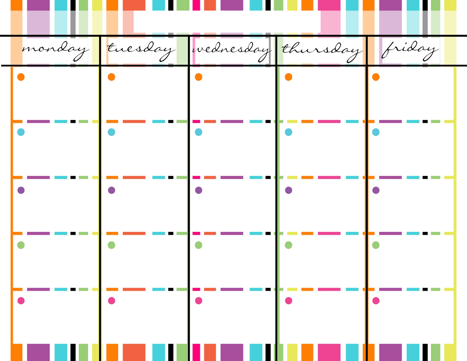 Blank Monday Through Friday Printable Calendar | Calendar