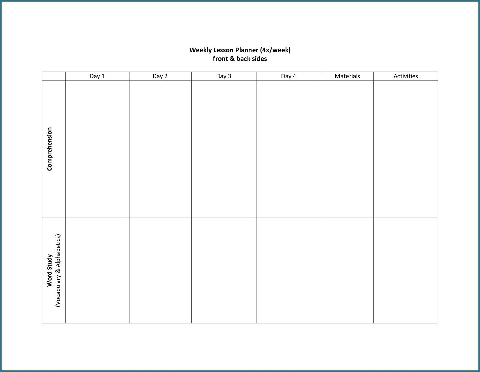 Blank Two Week Schedule Template | Free Calendar Template