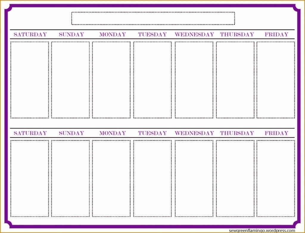 Blank Two Week Schedule Template | Free Calendar Template