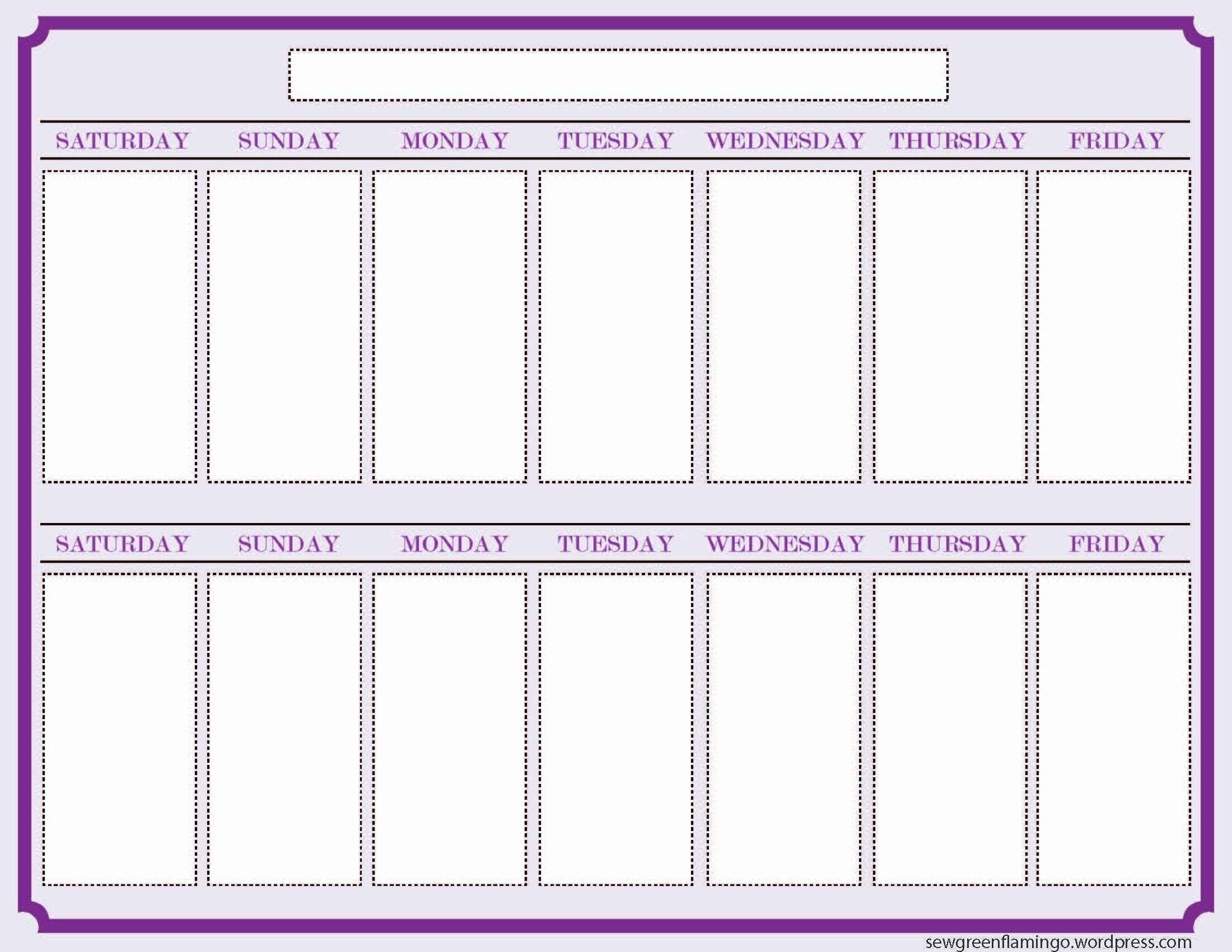 Blank Two Week Schedule Template | Free Calendar Template