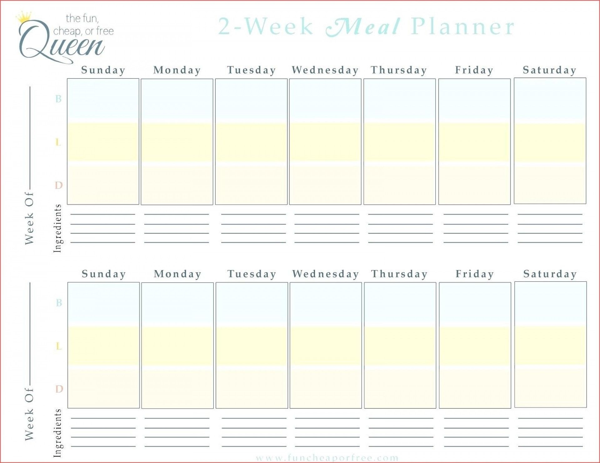 Blank Two Week Schedule Template | Free Calendar Template
