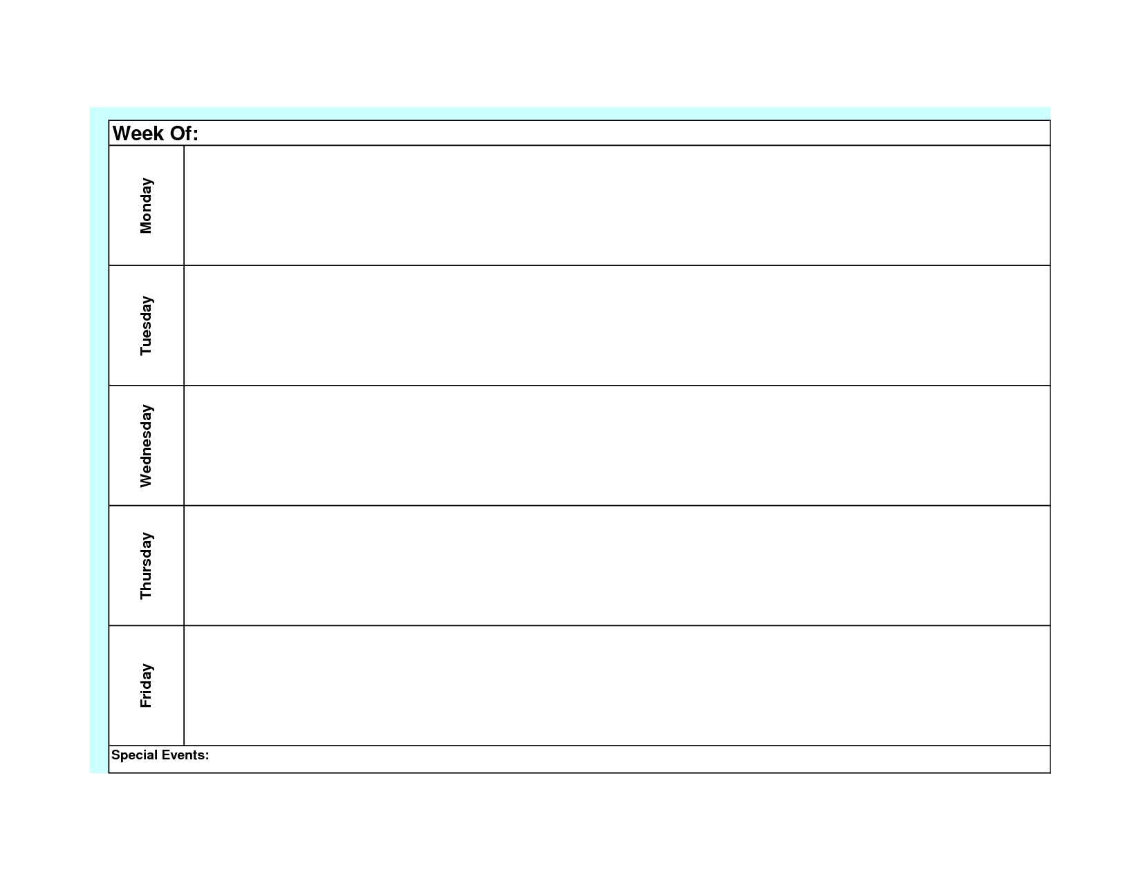 Free Monday Friday Printable Template