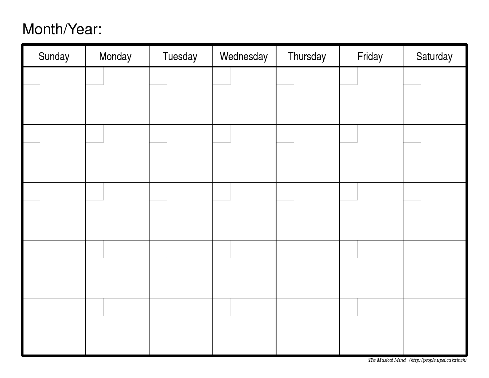 Free Fill In Monthly Calendar Printable