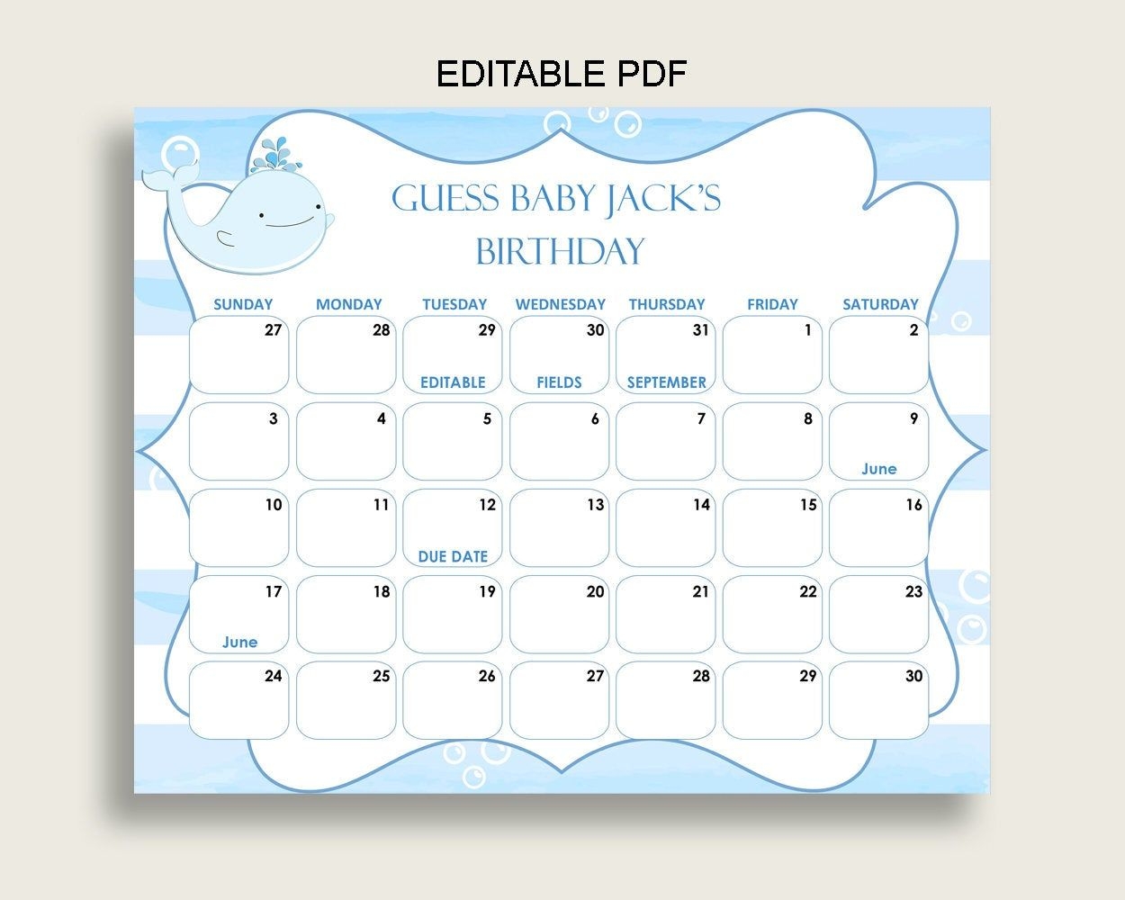 Best Guess The Due Date Calendar Get Your Calendar Printable