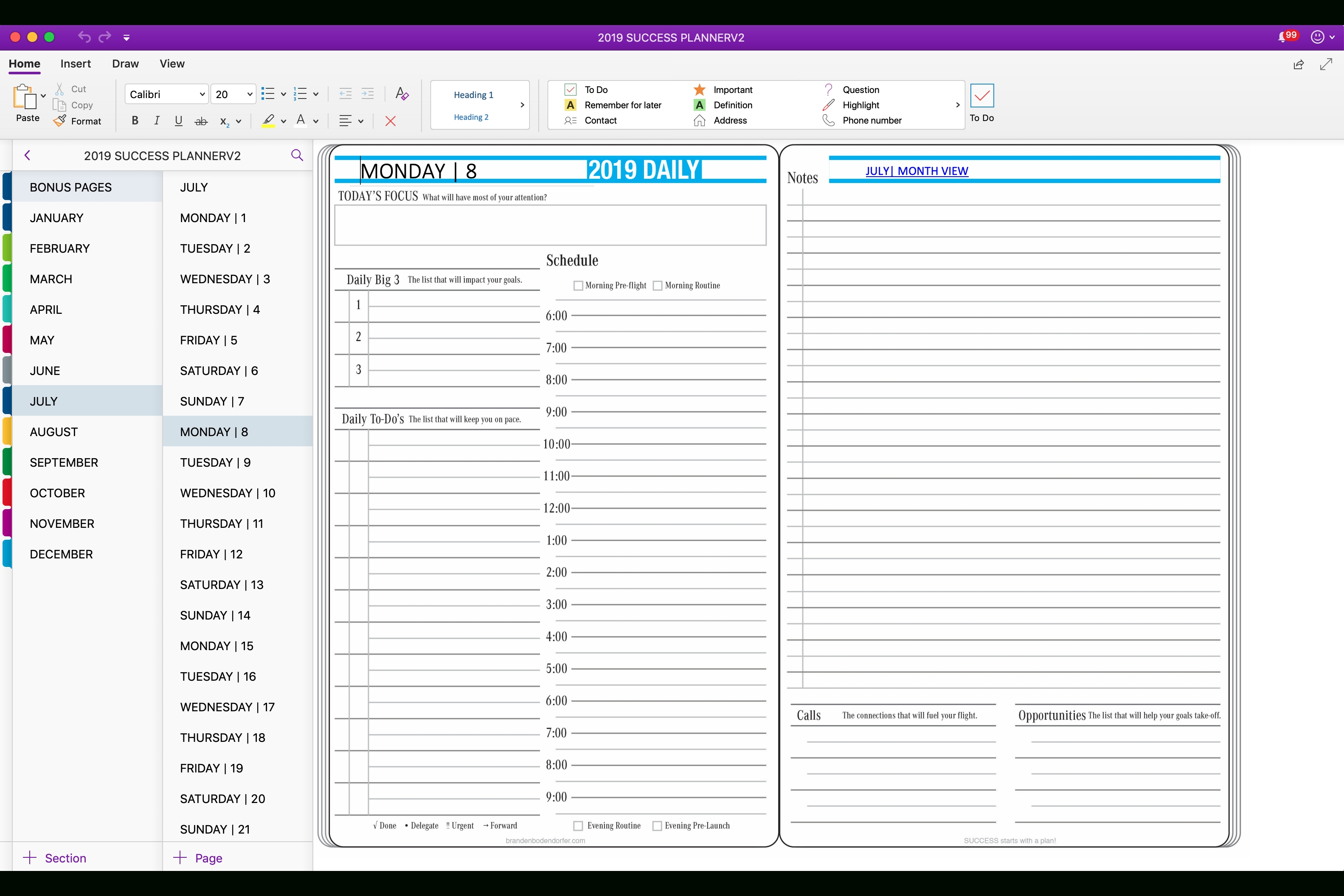 Bodendorfer Key2Success Planner For Onenote (With Images
