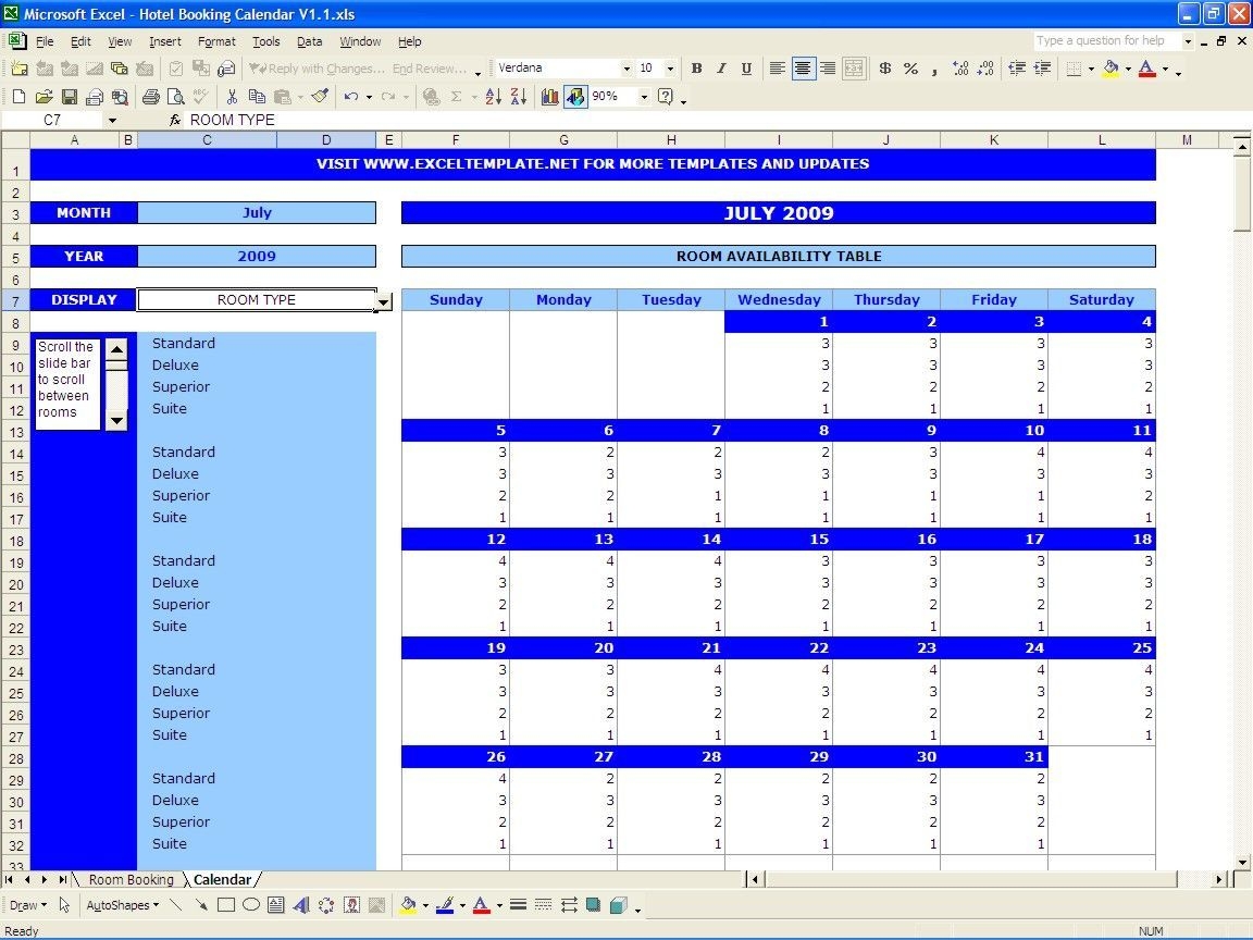 Booking And Reservation Calendar | Excel Calendar, Calendar