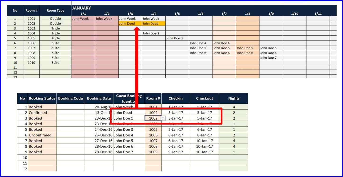 Booking And Reservation Calendar » Exceltemplate