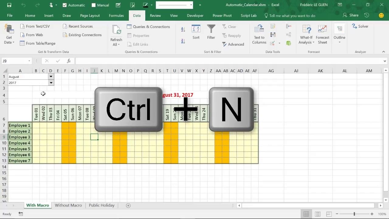 Build An Automatic Calendar With Macro In Excel