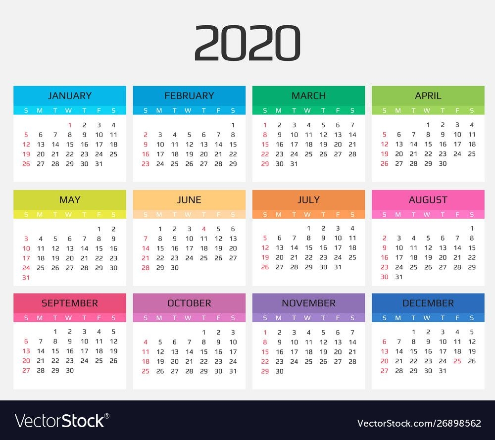 Calendar 2020 Template 12 Months Include Holiday For 12